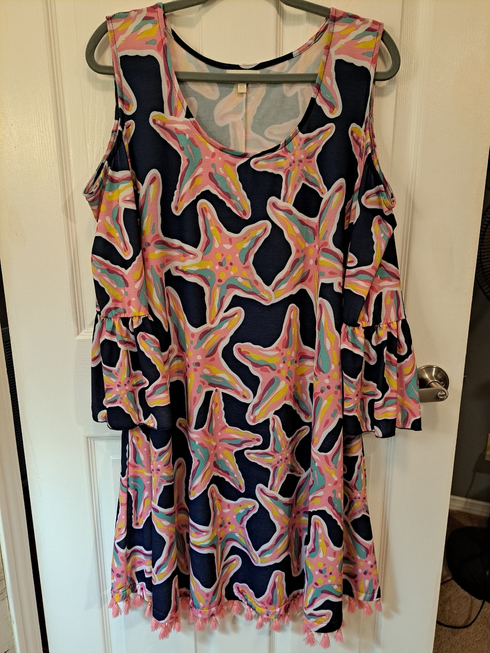 Simply Southern Cold Shoulder Bell Sleeve Savannah Starfish Swing Mini Dress